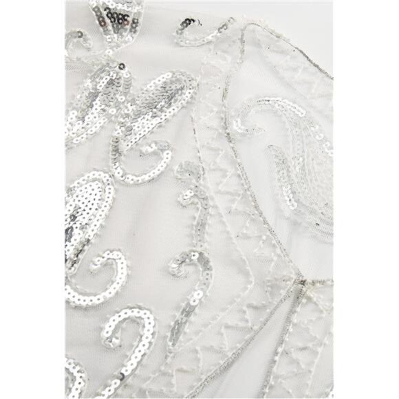 Shawl Wraps Sequin Beaded Cape White - Picture 5 of 6